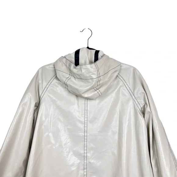 AlexaChung Ivory Hooded Coated Cotton Blend Oversized Rain Trench Coat Jacket